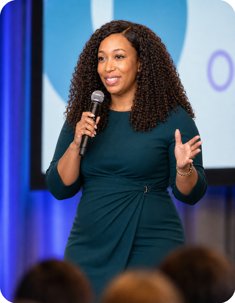 Latonya Brumfield speaking on stage